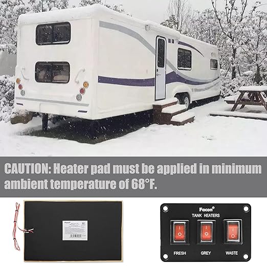 Facon 12Volts Switch Box Panel, 30Amps Rocket On&Off Switch with Red Indicator Light for RV Tank System, IP66 Waterproof Control Gang Kit System for RV Tank Heating Pad
