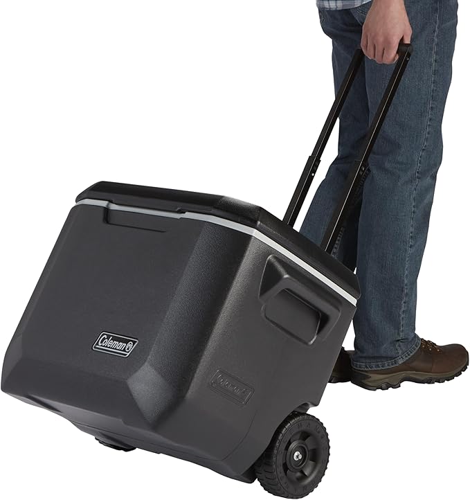 Coleman Xtreme 50qt Rolling Cooler with Wheels, Extra-Walled Insulation Keeps Ice up to 5 Days, Portable Wheeled Hard Chiller