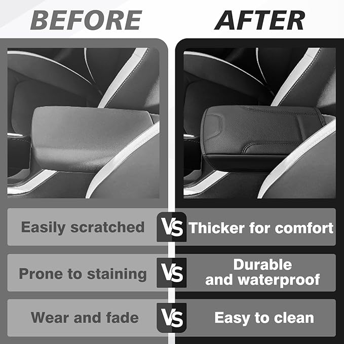 Muslogy Center Console Armrest Cover Compatible with Kia K4 2025 2026 Comfort Armrest Pad Arm Rest Cushion Vegan Leather Protector Regular Thick