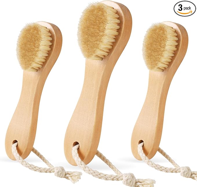 3 Pcs Wood Laundry Stain Brush Stain Remover Brushes with Boar Bristle Small Stain Brush for Clothes for Scrubbing Stains from Furniture Fabric Leather(3 Pcs A)
