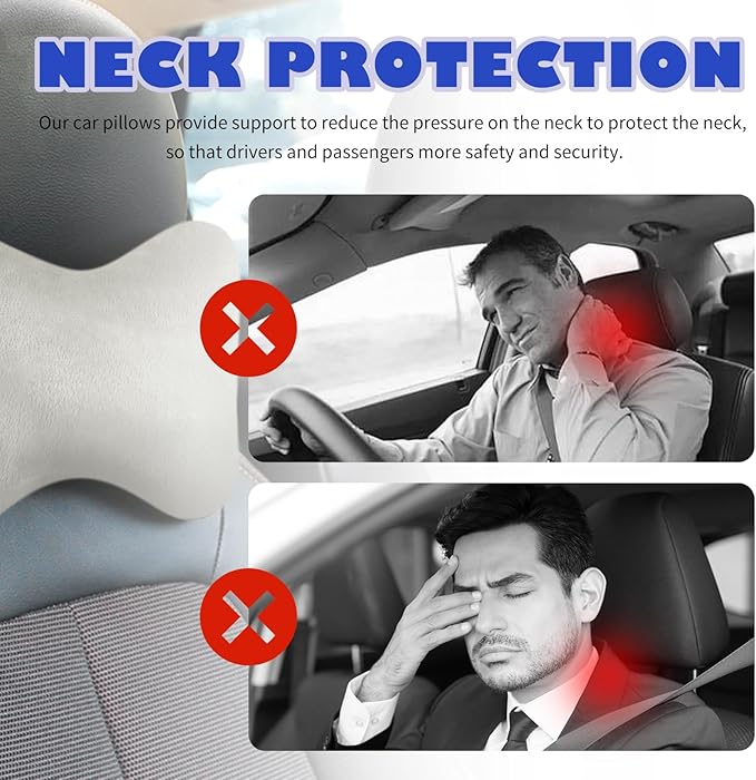 2PCS Car Headrest Pillow,Soft & Comfortable Car Neck Pillow for Driving Fatigue Relieve,All-Season Universal Cars Head Rest Pillows Automotive Interlor Accessorles for Cars (Gray/2PCS)