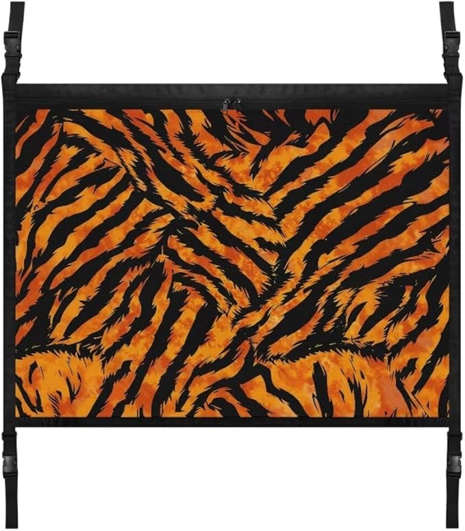 Tiger Stripes Car Roof Storage Bag Auto Seat Storage Hanging Bag All Car Storage Organizers Vehicle Passenger Seat Organization and Storage for Kids Adults