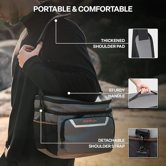 EVERFUN Small Cooler Bag 24/48 Can Insulated Lunch Box Double Deck Soft Leak-Proof Waterproof Collapsible Ice Chest for Men Women Work Travel Car Trip Picnic Beach