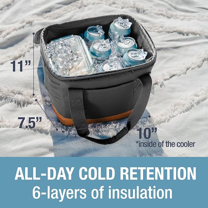 CleverMade Collapsible Insulated Cooler Bag – Leakproof Soft Cooler for Beach, Travel, Car – Bottle Opener