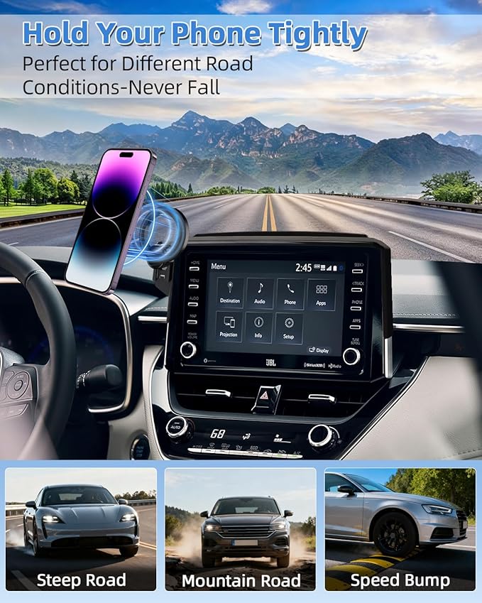 PZK Car Phone Mount for 2019-2025 2026 Toyota Corolla/Corolla Hatchback Hybrid LE/SE/Corolla Cross 2022-2025 2026 Accessories 8-inch Screen Compatible with Magsafe Car Phone Holder Not Affect Vent