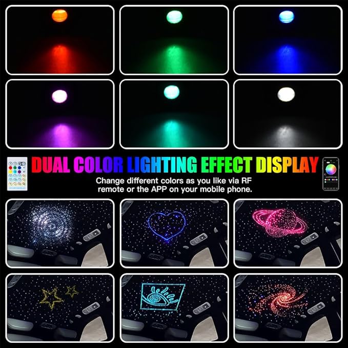 Twinkle Starlight Headliner Light,16W 1000pcs 9.8ft LED Star Ceiling Fiber Optic Light Kit APP/Remote for Car/Home/Party