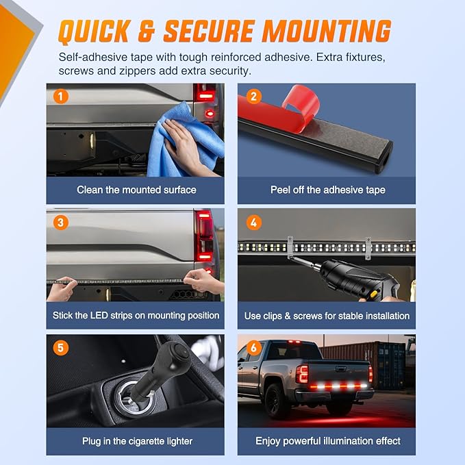 Nilight 49 Inch Emergency Strobe Light Strips with Controller, 288LED Flashing Warning Hazard Safety Rear Window Tailgate Lights for Truck Trailer Construction Plow Pickup Tow SUV Vehicles, Red White