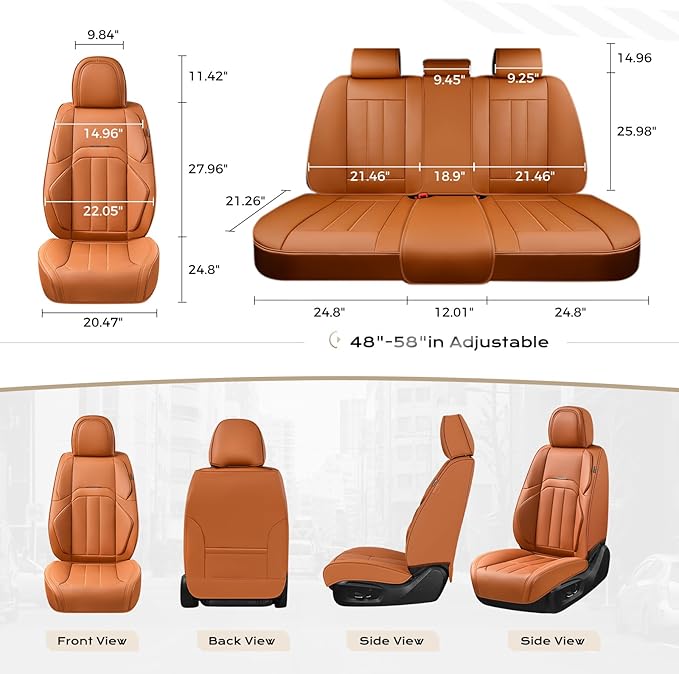 Coverado Car Seat Cover, Cover for Cars Front Seat, Premium Leather, Universal Fit Waterproof Seat Protectors, Car Seat Cushion Non-Slip for Most Cars-Brown