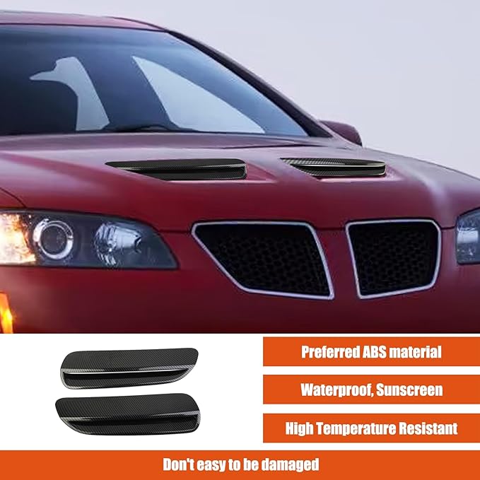 ABS Car Front Hood Vents fits Exterior Decoration Accessories Compatible with Pontiac G8 2008 2009 Hood Vent Air Flow Intake Body Kits (Black Carbon Fiber)