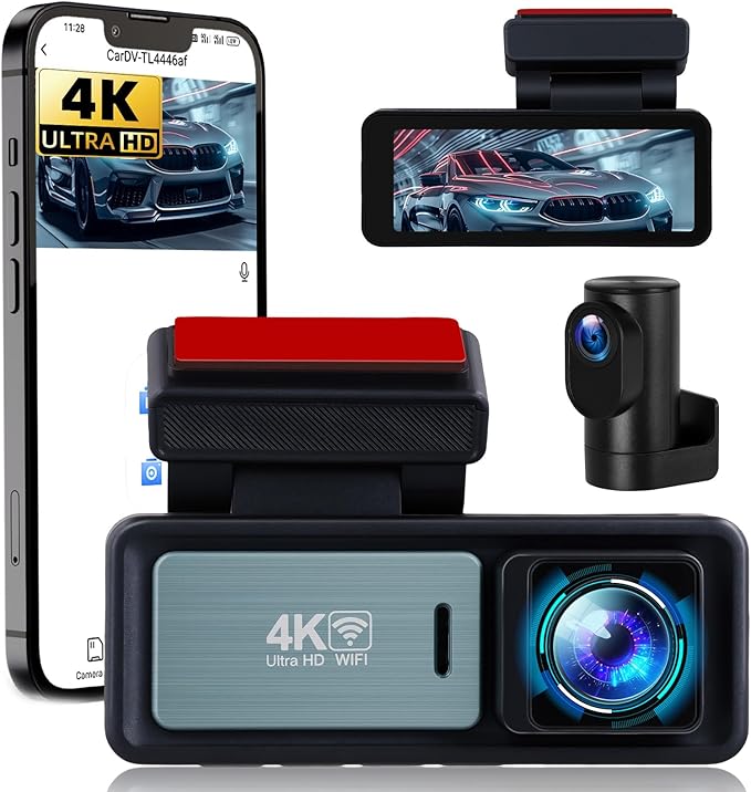 Mirror Dash Cam Front 4K+ Rear 1080P, 2 Channel HD Backup Camera Detection with Color Night Vision, 3.16" IPS Touch Screen, Loop Recording, G-Sensor, Wide Angle, Reserve Assist Fit for All Cars