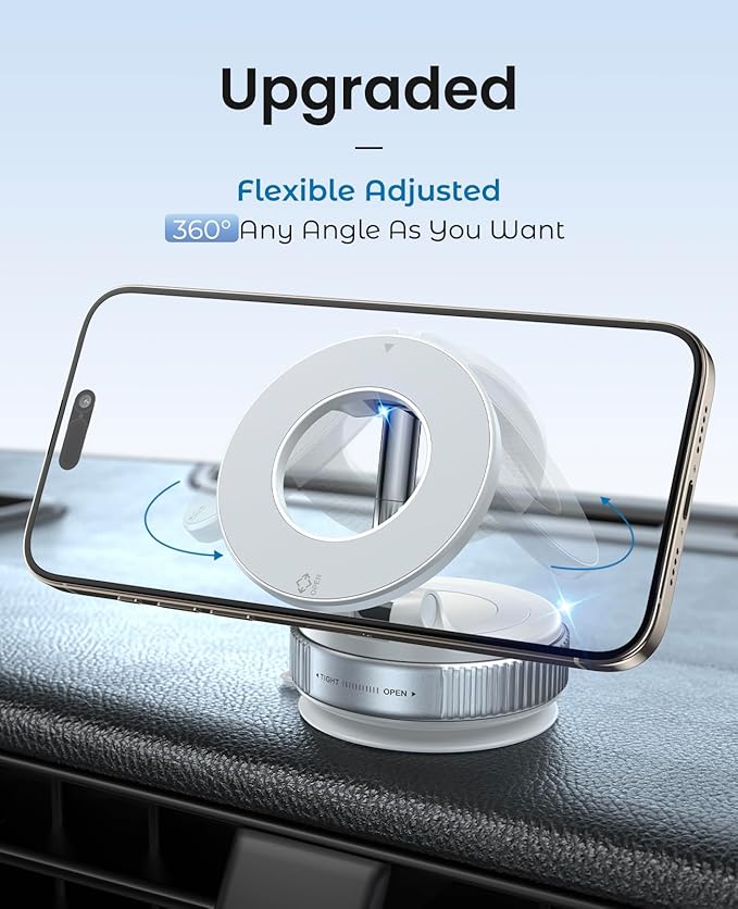 Jononser Magnetic Car Phone Mount, Compact Foldable Phone Holder with Strong Nano Adhesive & N52 Magnet, 360° Adjustable Dashboard/Windshield Mount for iPhone 17/16/15/14/13/12 & MagSafe Devices