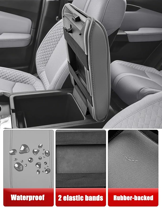 Center Console Armrest Cover for Honda Pilot 2023-2026, Passport 2024-2026, Ridgeline 2024 2025, Durable Middle Console Lid Covering, PU Leather Trim, Anti-Scratch, Grey
