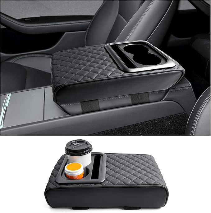 CDEFG for 2024 2025 Tesla Cybertruck Center Console Armrest Pillow, Cybertruck Armrest Cushion with Cup Holders, Elbow Support Pad Arm Rest Extender 2024 2025 Cybertruck Accessories