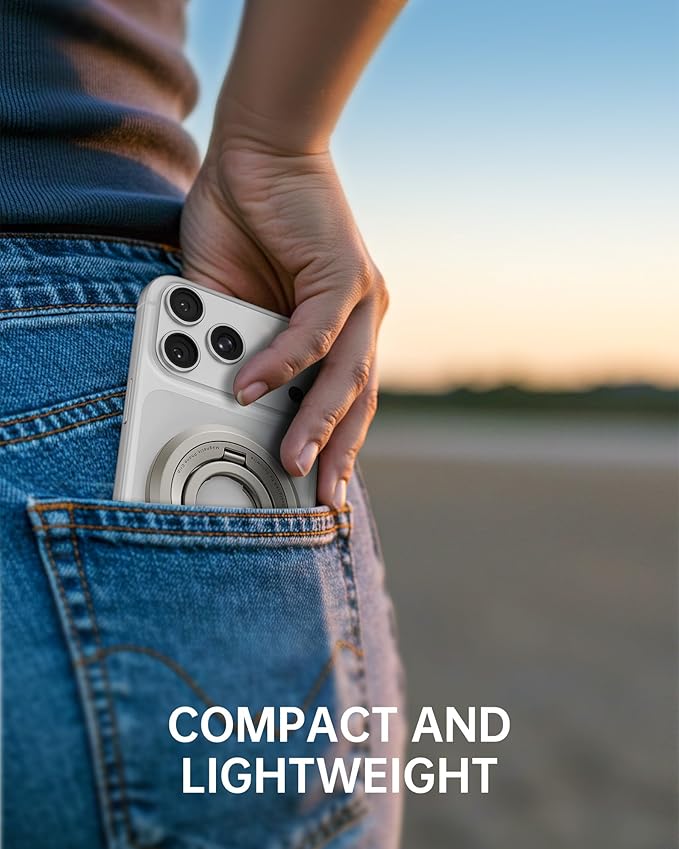SYNCWIRE for MagSafe Ring Phone Holder, 360° Rotation Magnetic Cell Phone Grip Dual-Sided Magnets Phone Ring Kickstand Compatible with iPhone 17 16 15 14 13 12 Pro Max MagSafe, Android, Samsung etc.