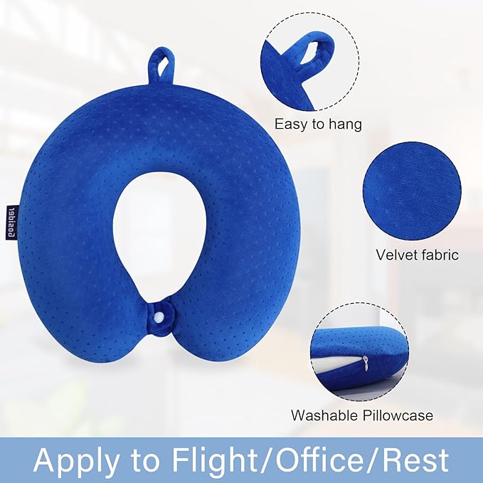 Neck Pillow for Travel Pillow Memory Foam U Shape Comfortable Travel Neck Pillow Head Neck Support Airplane Pillow for Traveling, Car, Home, Office, Travel Neck Flight Pillow