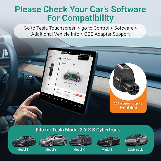 Yomile CCS1 and J1772 to Tesla Adapter for Tesla Model 3/S/X/Y/Cybertruck, 250kW SuperFast Charging Adapter for Level 1 2 3 Charging Station with CCS1 DC & J1772 AC Plug