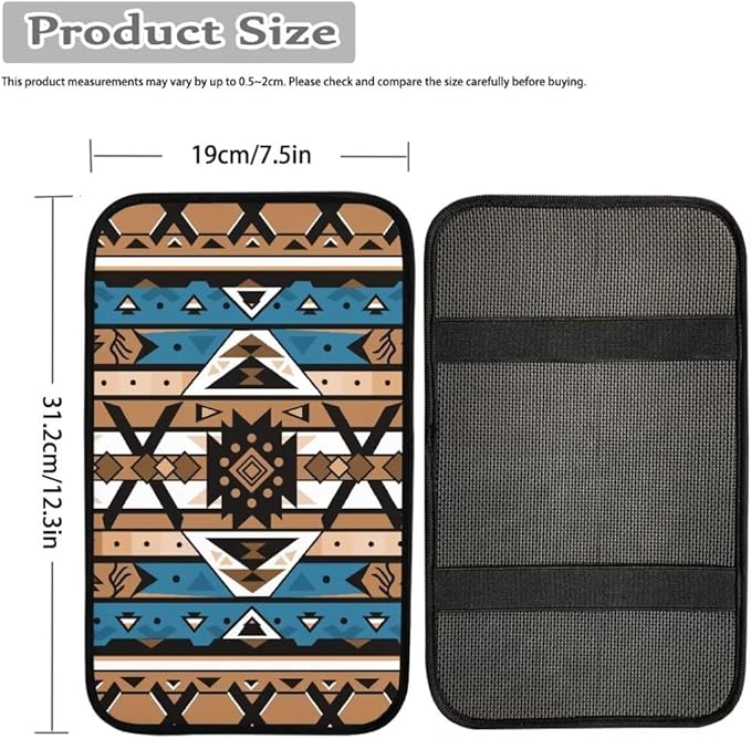Coldinair Southwest Africa Geometric Universal Car Center Console Pad Soft Armrest Protector Cover Fit for Most Vehicle,SUV,Truck,Car Interior Accessories Decor