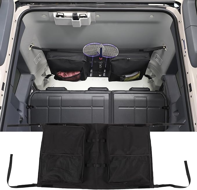Car Rear roof Storage net Organizer Compatible with Compatible with Ineos Grenadier 2020-2025 Hanging Storage Bag，Overlanding Gear Must Haves Cargo Net, Long Road Trip Camping Interior Accessories