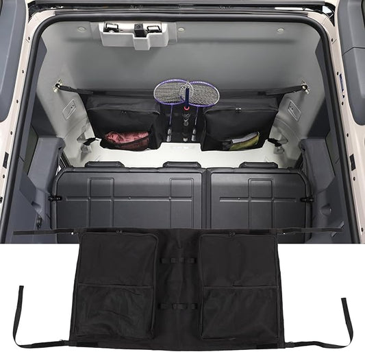 Car Rear roof Storage net Organizer Compatible with Compatible with Ineos Grenadier 2020-2025 Hanging Storage Bag，Overlanding Gear Must Haves Cargo Net, Long Road Trip Camping Interior Accessories