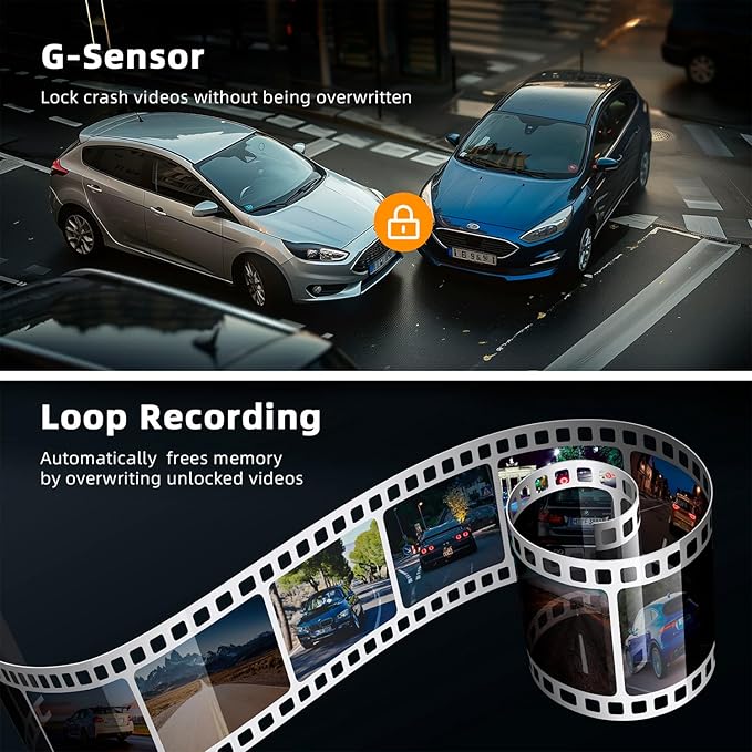 Real 4K 3 Channel Dash Cam Front and Rear Inside, STARVIS 2 HDR Sensor, 5.8GHz Wi-Fi GPS G-Sensor, 4K+1080P+1080P Dash Cam, 64GB Card Included, IR Night Vision, 3.3" IPS Screen, 24Hr Parking Monitor