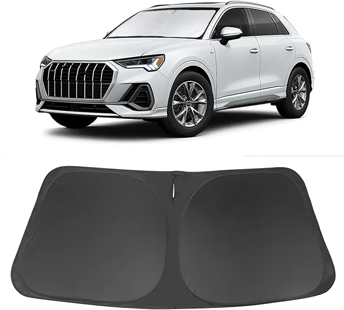 Windshield Sun Shade Custom Fit for 2019-2024 2025 2026 Audi Q3 Accessories Foldable Sunshade Sun Blocker Protect Car from Sun Rays & Heat Damage Keep Car Cooler
