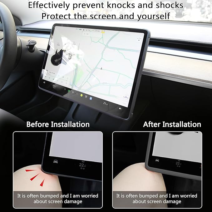 TOPABYTE 3PCS Center Console Accessories for Tesla Model Y 2021-2024 and Model 3 2021-2023 Cup Holder Insert, Screen Edge Protector Frame, Silicone Wireless Charger Mat, Black