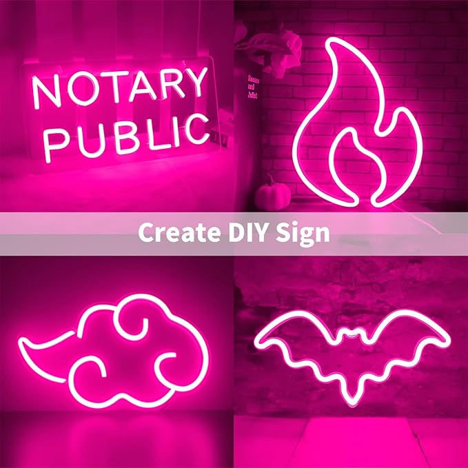 iNextStation 16.4FT/5M Pink LED Strip Lights, DC12V Silicone Neon Light Strip, IP65 Waterproof Led Rope Lights 0.98In Cuttable for DIY, LED Light Strip for Bedroom, Indoor, Outdoor(No Adapter)