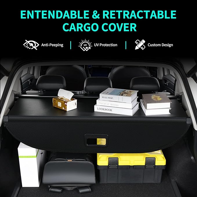 Tecoom Cargo Cover fit for Chevy Trax Accessories 2024, Retractable Rear Trunk Cover Luggage Security Shade, Anti-Peeping Privacy Screen Protector, Carbon Fiber Texture