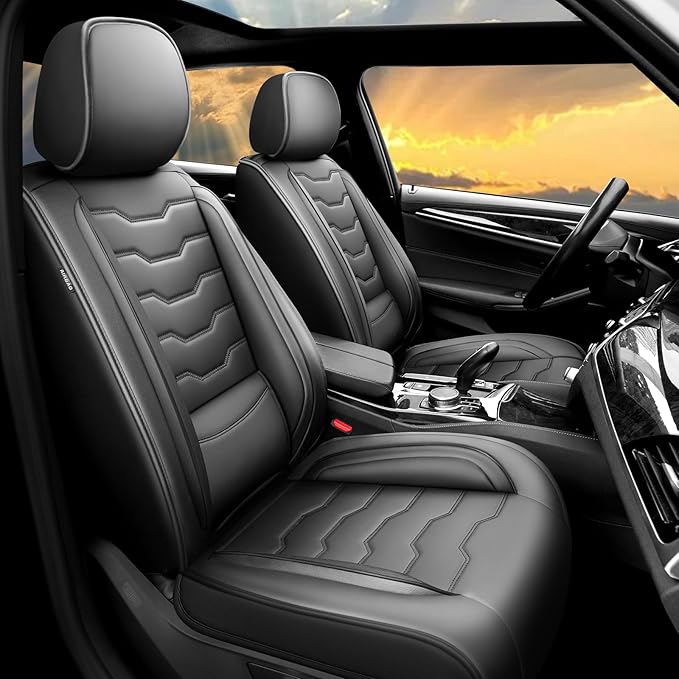 Fit Tucson Car Seat Covers Premium Leather for Hyundai Tucson 2010-2025 2026. Waterproof， Breathable, Scratch-Resistant & All-Weather Seat Cushion Protector (Full Set, Black)