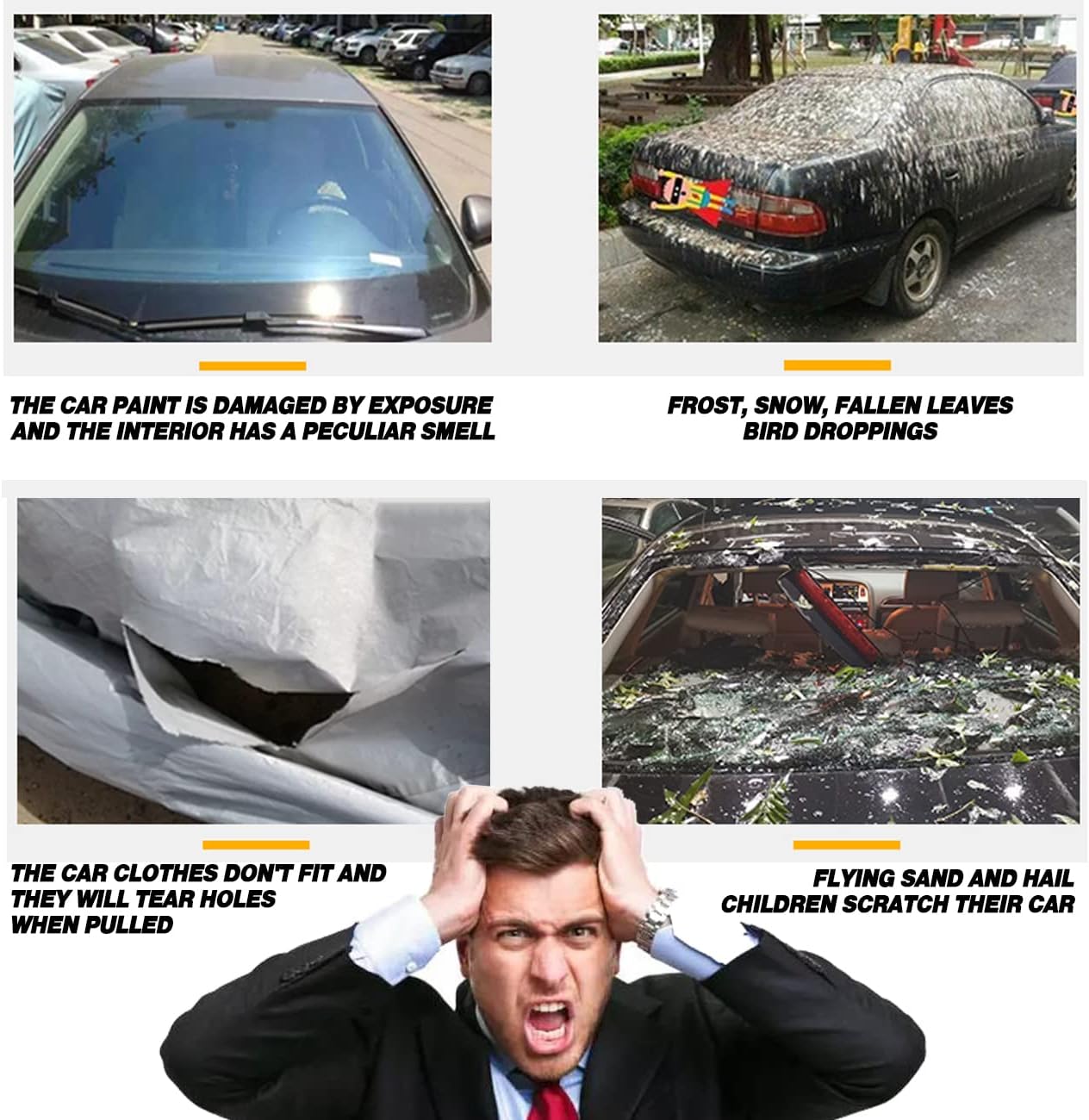 TUCAREST 6-Layers PEVA Premium Full Car Cover Fit for Pickup Sedan hatchback SUVs MPV Rain and snow protection, sun protection, UV protection, and protection of car paint surfaces-Silver Grey -Up 220"