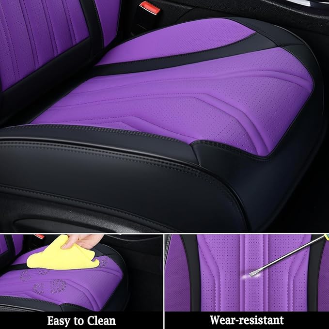FLORICH Leather Seat Covers for Car Waterproof Front Seat Covers 2 Pack Purple Car Seat Cover Universal Driver Seat Protector for Most Cars Trucks SUV