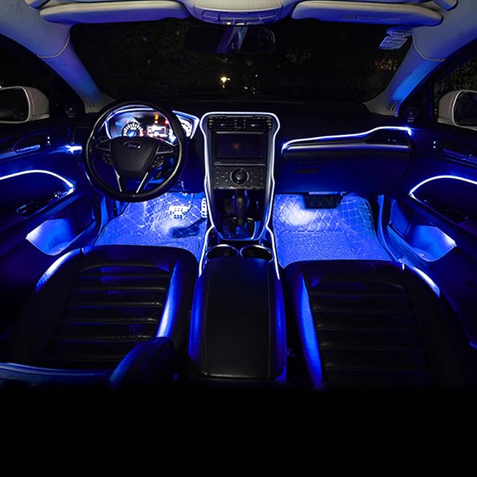 64 Colors Car Ambient Lighting Fiber Optic APP Control Multicoloured Music Car Atmosphere Decorative Lighting Kit 1W DC 12V-24V 8m