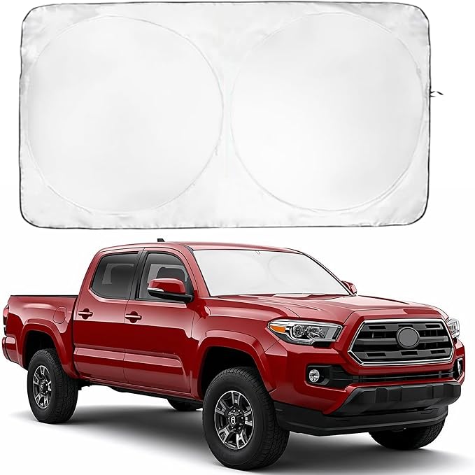 Windshield Sun Shade -Certified 99.87% UVB & 99.02% UVA Car Sun Shade. Award Winning Sunshade - Patented Technology | Compatible for Toyota Tocoma (2016-2026) | Car Shades by Kinder Fluff