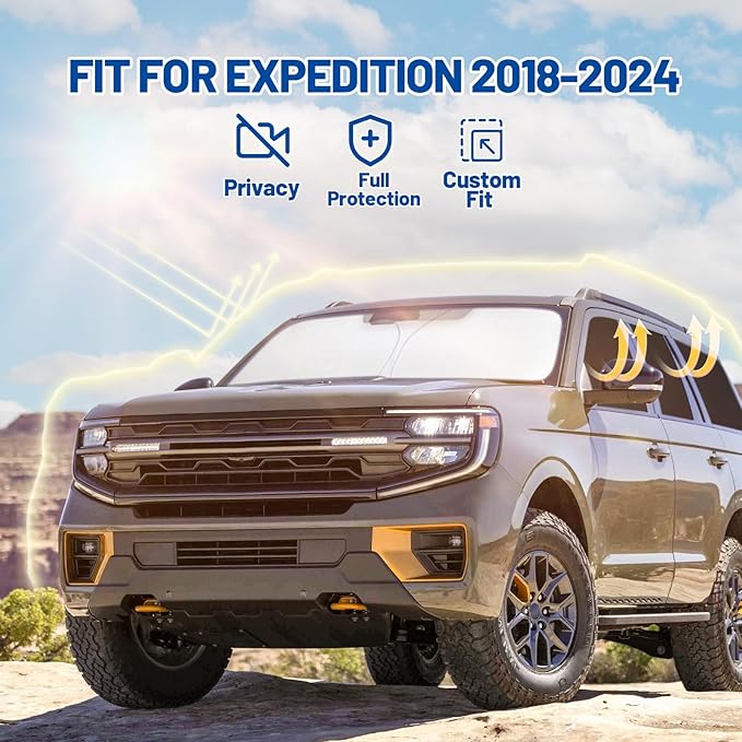 Car Window Shades Intended for Ford Expedition 2018-2024, Privacy Window Covers 8PCS for Side, Rear & Windshield, Car Shield Sunshade for Privacy Protection, Heat Blocking, Camping and Parking