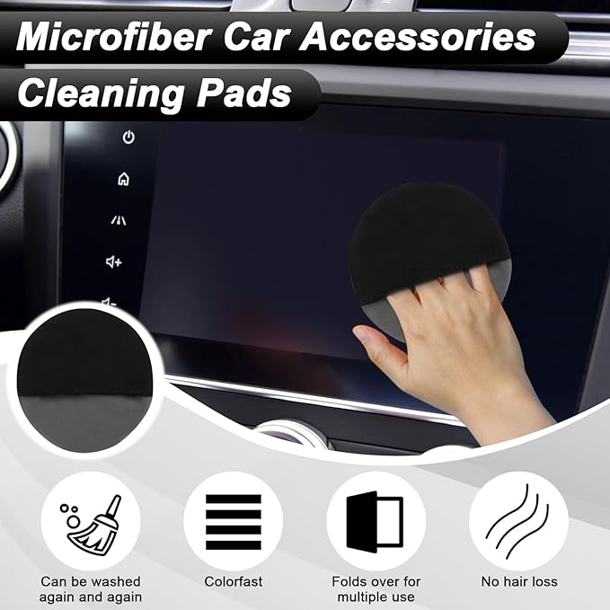 Car Screen Cleaner, 4.21''×4.21'' Microfiber Dashboard Wipes, Round Microfiber Cloth, Car Display Wipes,Vehicle Screen Cleaner Tool Universal for Car Dashboard Car Display Car Interior Tools (Black)