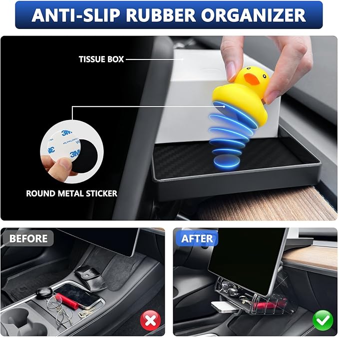 Hideable Under Screen Storage Organizer Compatible with Tesla Model Y 2024-2020(Not Juniper)/Model 3 2023-2017 Accessories Black (Not Model Y Juniper 2025-2026/Model 3 Highland 2024-2025)