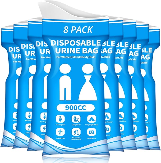 Disposable Urine Bag for Travel - 900ML Portable Pee Bags for Women Men 8/12/20/24/28 PCS Emergency Vomit Bags Urinal Toilet for Car Camping, Road Trip,Traffic Jam, Pregnant, Kid, Patient