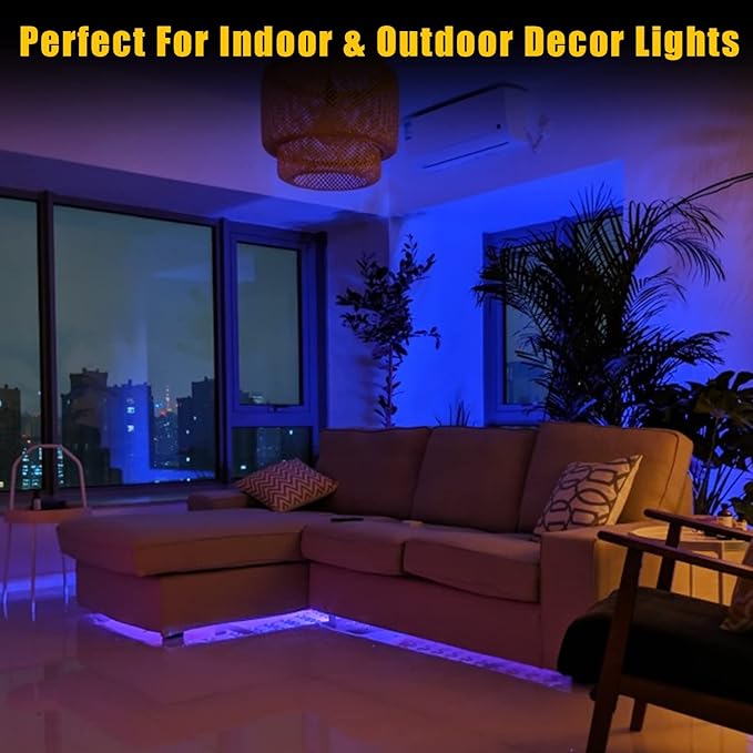 YM E-Bright Blue Led Strip Lights 16.4Ft for Bedroom Home Kitchen Boat Marine Indoor Outdoor IP68 Waterproof 5Meter 600SMD Upgrade Solid Silicone DC12V (No Power Adapter)
