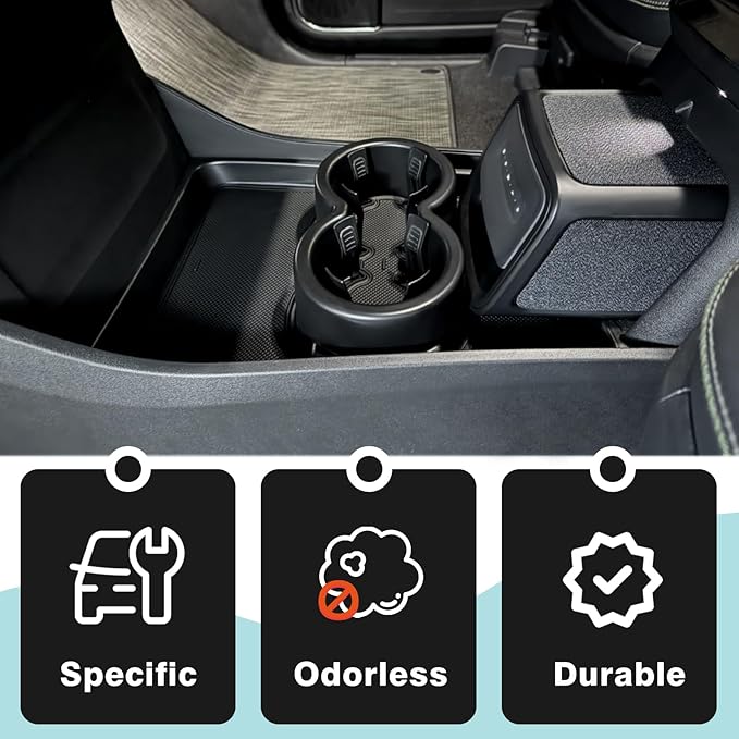 BestEvMod Gen 2 Lower Center Console Organizer Tray Compatible with Rivian R1T R1S 2026 2025 Gen 2 Fit 32oz Bottle Interior Accessories ABS Material with PVC Trim Floor Console Storage (Black)