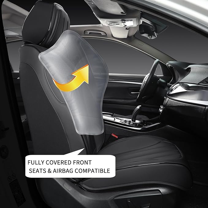 Car Seat Covers Full Set, Leather Seat Cover for Cars, 5 Seats Waterproof Automotive Seat Covers Fit Toyota Rav4 Camry Corolla Cruze CRV Accord, Black