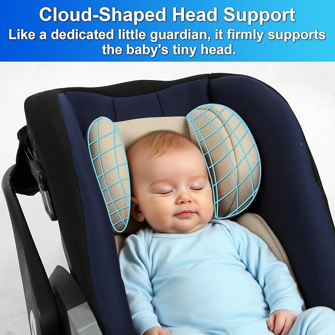 Infant Car Seat Insert – Breathable Head Support for Newborn to Toddler 0-3 Years, Soft Non-Sticky Baby Car Seat Cushion, Universal Carseat Insert Support for Stroller, Swing & Carrier