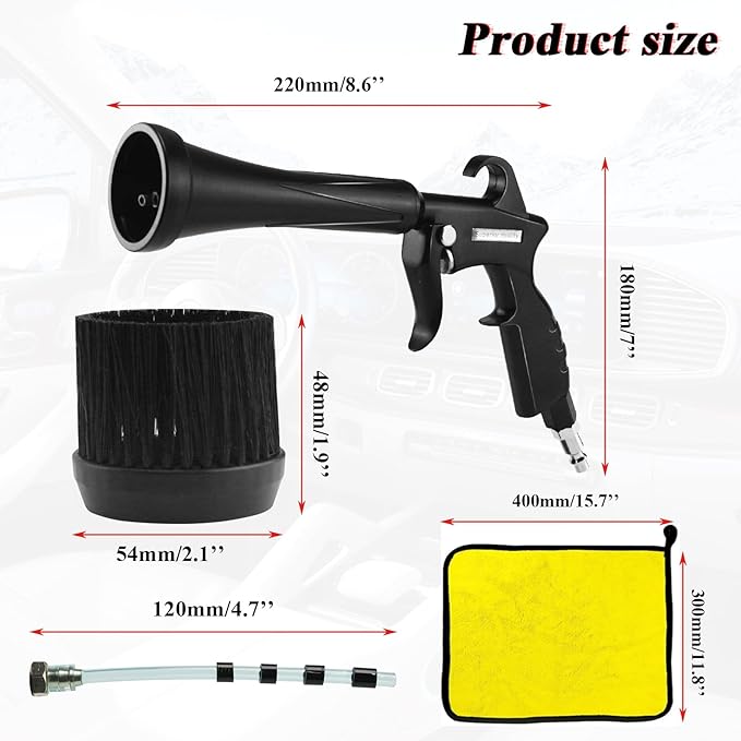 HANDY Tornado Car Cleaning Gun with Rubber Guard and Brass Adjustable Air Flow Nozzle Air Gun for Compressor Pneumatic Tool for Dust Cleaning Car Detailing