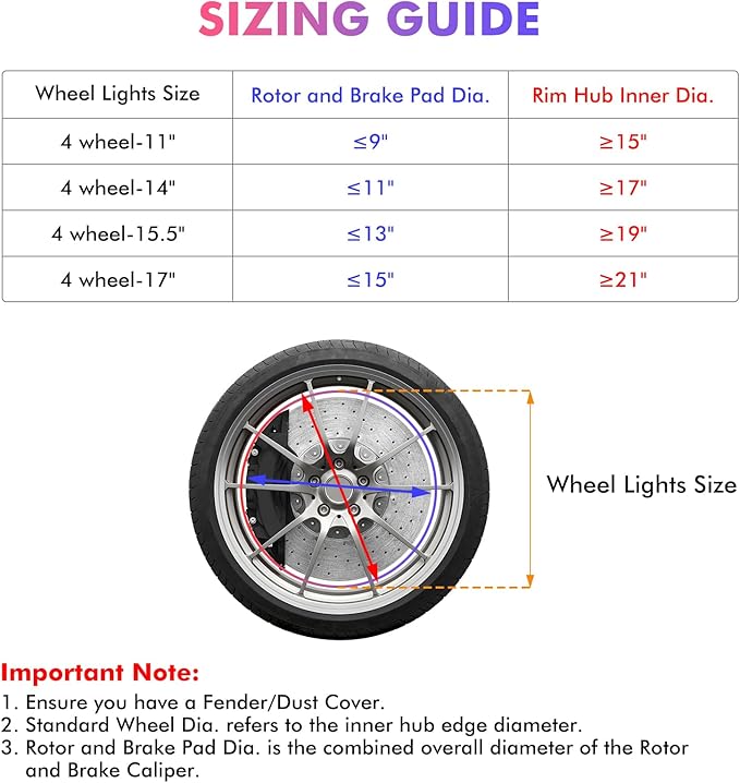 Ehaho 17" Double Row Wheel Lights, Brighter RGB Dream Chasing LED Rim Lights with App & Remote Control, Music Wheel Ring Light with Turn & Braking Signal Compatible with Various Trucks SUV Car（4PCS）