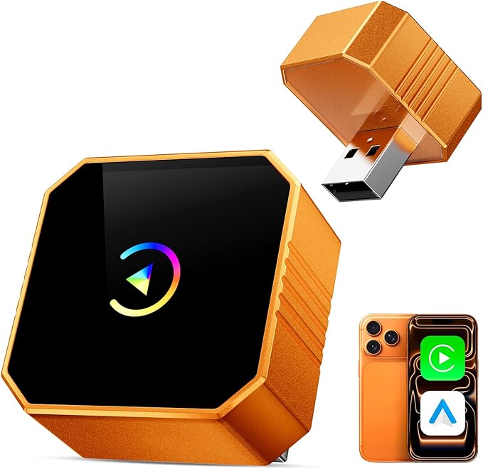 2026 Mini Wireless CarPlay Adapter Upgrade Wired to Wireless for CarPlay & Android Auto Plug and Play Fast Auto-Reconnect Stable Control Zero Delay for iPhone iOS 10+ & Android 11+