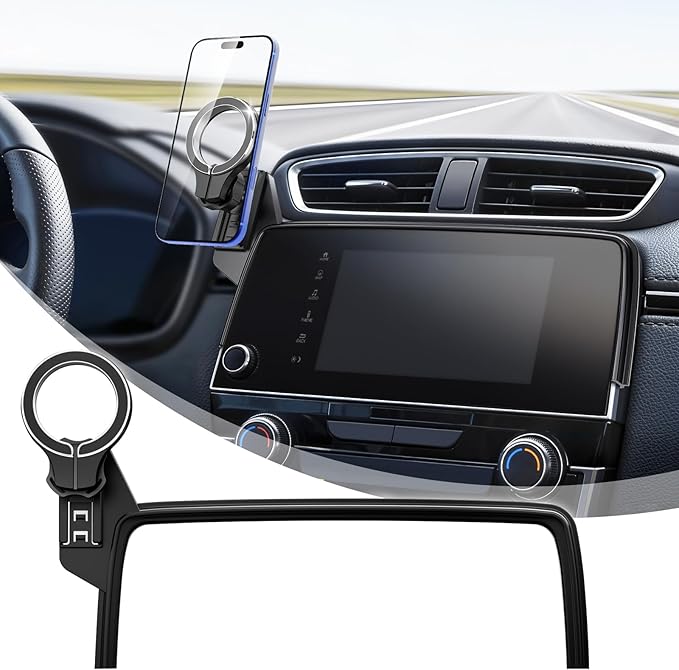Car Phone Holder for Honda CRV 2017 2018 2019 2020 2021 2022: Magnetic Screen Cell Phone Mount for CR-V 5/7 Inch Touchscreen Accessories - 360° Rotation Compatible with MagSafe for iPhone Samsung