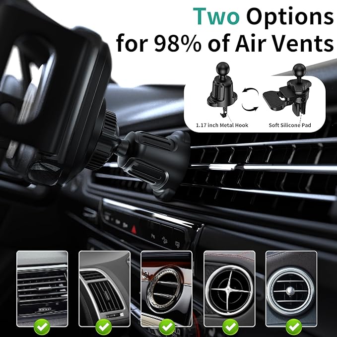 Wireless Car Charger Mount, 15W Dual Coil One-Touch Rotatable Car Phone Holder Wireless Charger for Samsung Galaxy Z Fold 7/6/5/4/3/2, Z Flip, S25/S24/S23/S22, iPhone, Car Charger Included