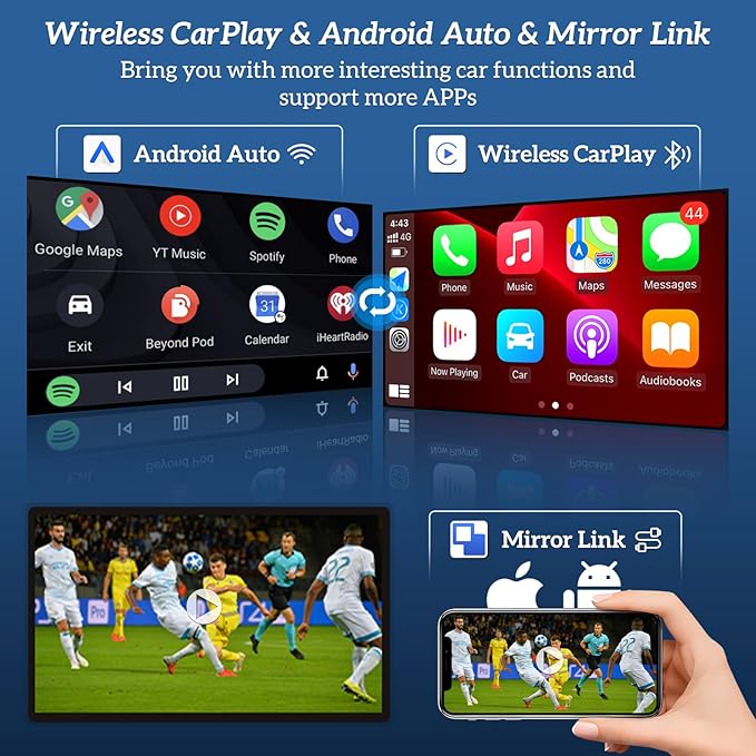 Geloo Wireless Carplay Android Auto Adapter Retrofit Kit Decoder for Toyota withTouch2 & Entune 2.0 System 2014-2019, Fit for RAV4/Corolla/Tacoma/Tundra/Highlander/Verso/Avalon/Sienna/Priu