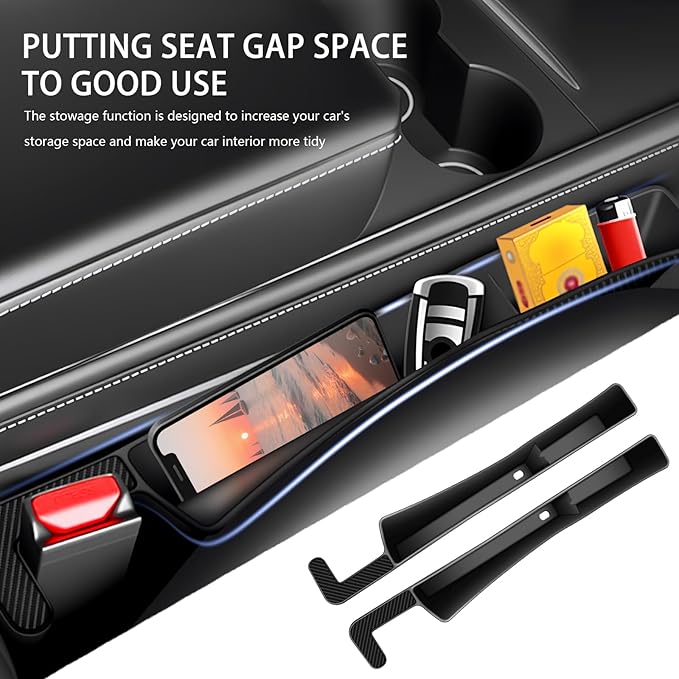 2PCS Car Seat Gap Filler Organizer with Charging Port,Upgrade Cars Gap Filler with Larger Storage Space Reducing Item Loss,Flexible No Drop Seat Guard for Car Storage Organizer