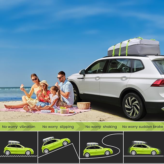 Sailnovo Rooftop Cargo Carrier Roof Bag,20 Cubic feet Soft PVC Waterproof Roof Bag for Most Vehicles with/Without Rack with Strap,Anti-Slip Mat,Padlock,Foldable Car Top Carrier for Road Trip Camping