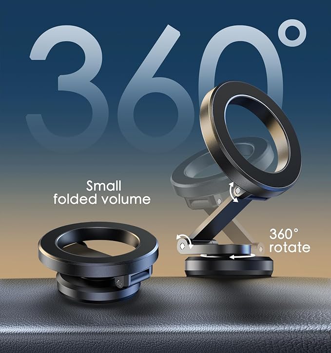 JUHOO Phone Holder for Car Magnetic Rotatable and Retractable, Fits iPhone 15, 14, 13, 12, Pro, Mini, MagSafe Case